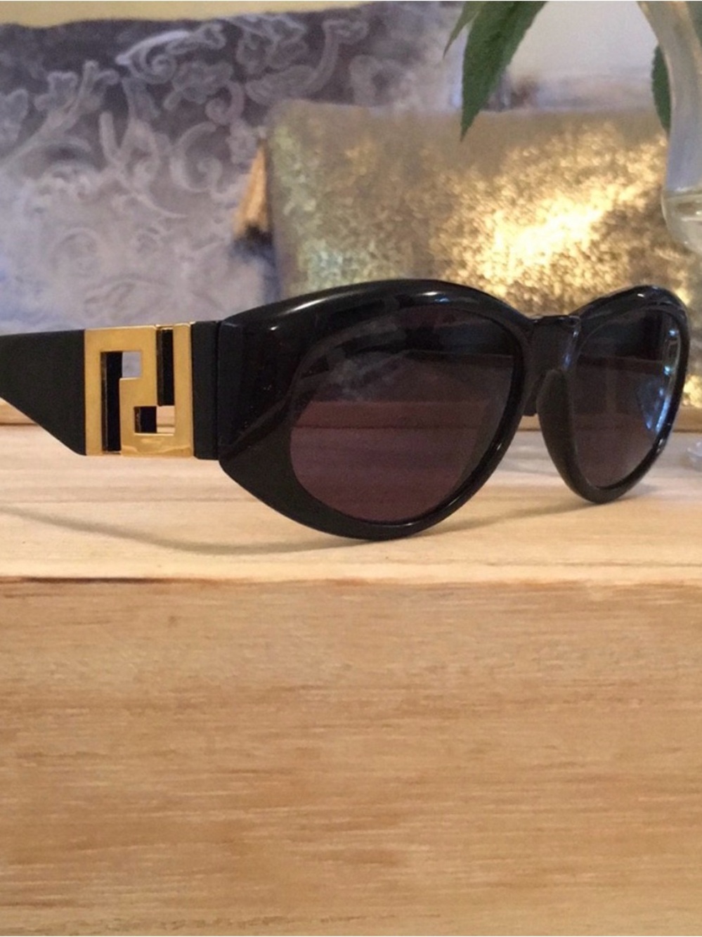 Gianni Versace Vintage 1990’s Black Sunglasses Script Logo